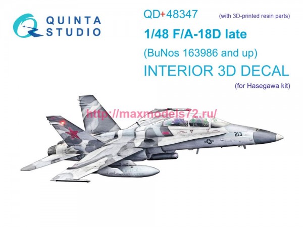 QD+48347   3D Декаль интерьера кабины FA-18D поздний (Hasegawa) (с 3D-печатными деталями) (thumb77612)